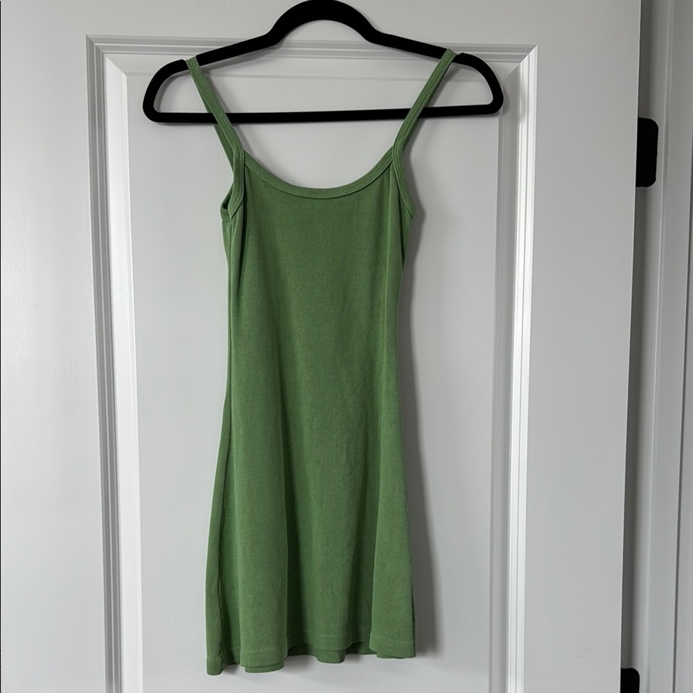 Green Ribbed Tank Dress